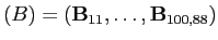 $(B)=(\mathbf{B}_{11},\ldots,\mathbf{B}_{100,88})$